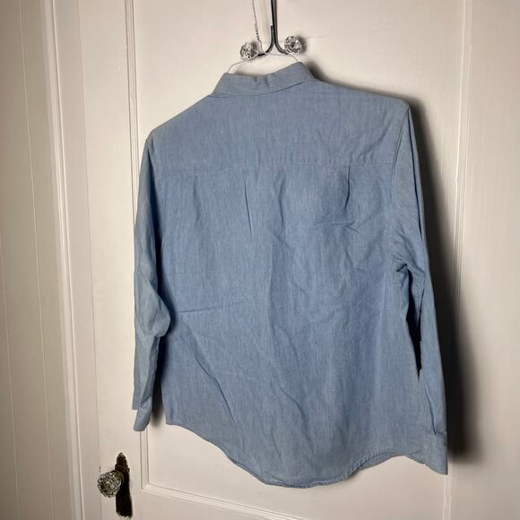 Vintage 90s Talbots Chambray Button Down Present Patch Cute Long Sleeve Shirt S - Picture 7 of 7